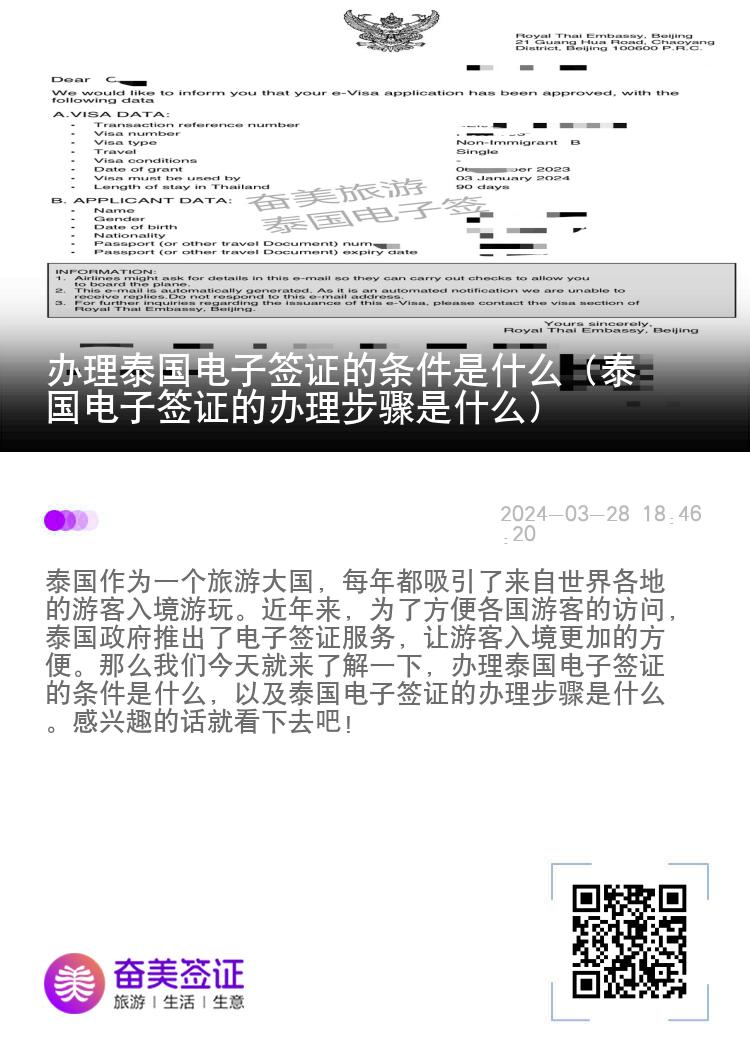 辦理泰國電子簽證的條件是什么（泰國電子簽證的辦理步驟是什么）