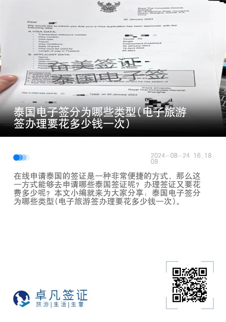 泰國電子簽分為哪些類型(電子旅游簽辦理要花多少錢一次)