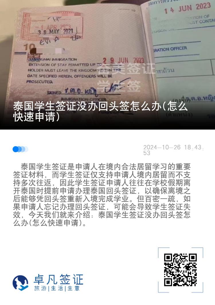 泰國學(xué)生簽證沒辦回頭簽怎么辦(怎么快速申請)